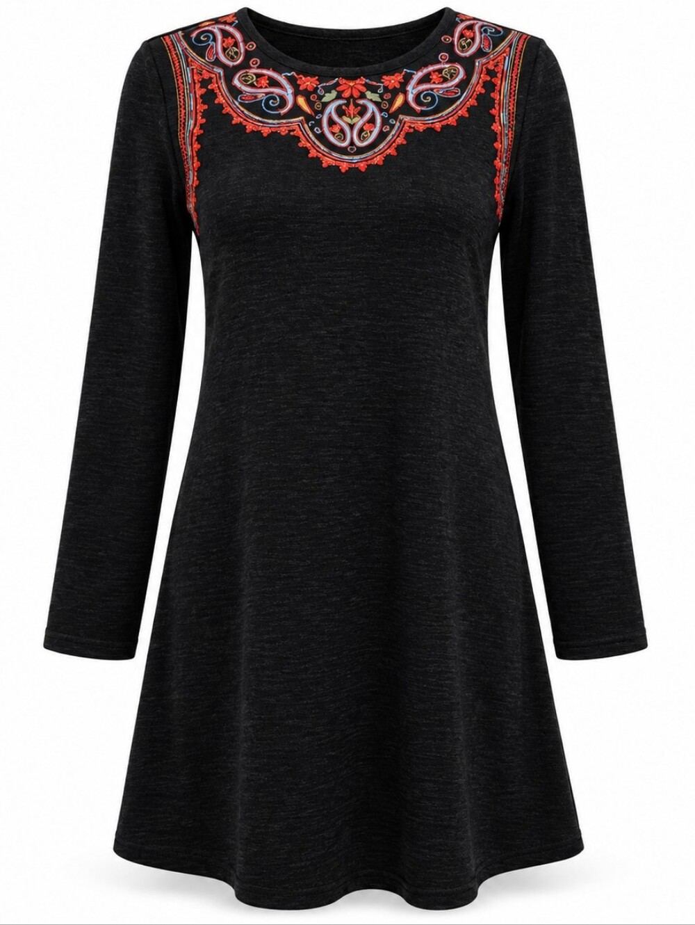 NWT THML Black Embroidered Paisley Long Sleeve Knit Mini Dress S Whimsigoth Vamp